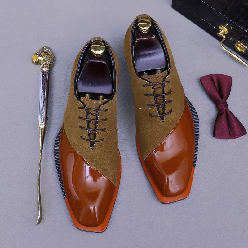 Shiny leather and suede Oxford shoes 23722
