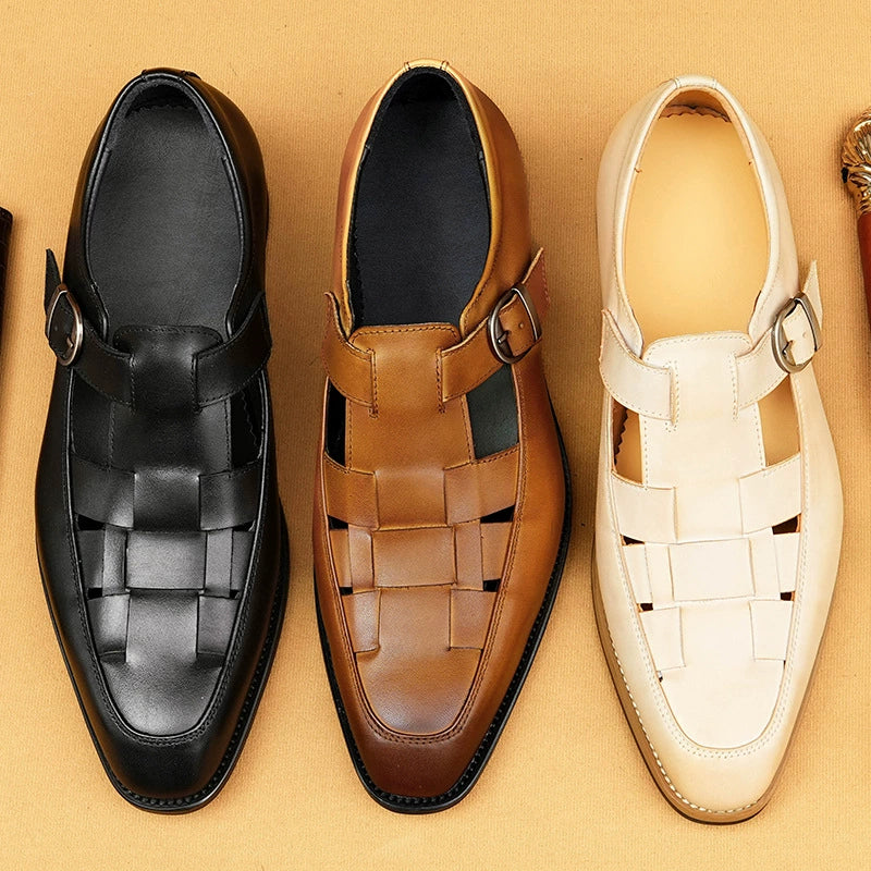 Buckle Open-Toe Business Casual Hollow-Out Dress Shoes 65129