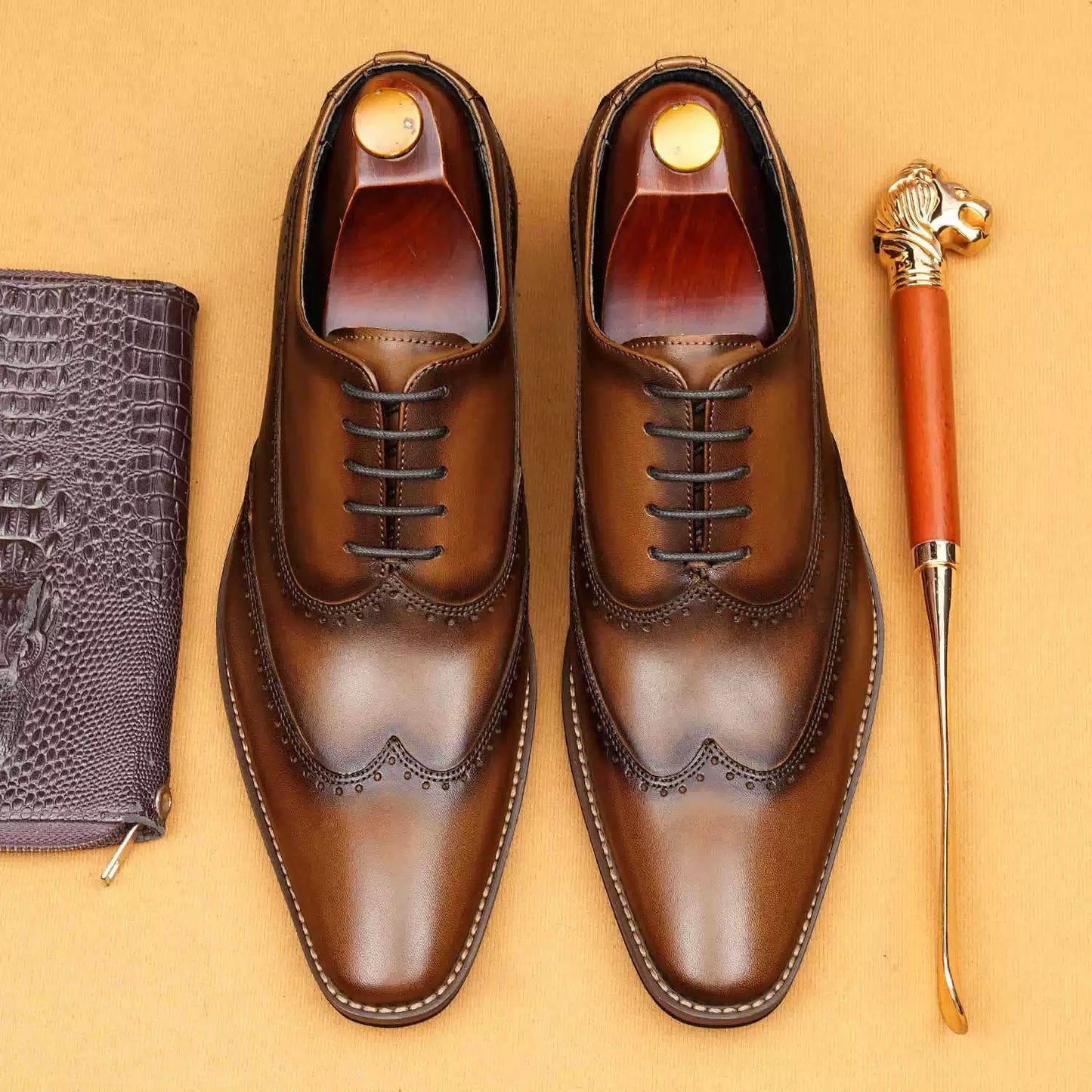 Men’s British Retro Genuine Leather Dress Shoes 65183