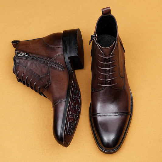 British Style Genuine Leather Formal Business Chelsea Boots 68927