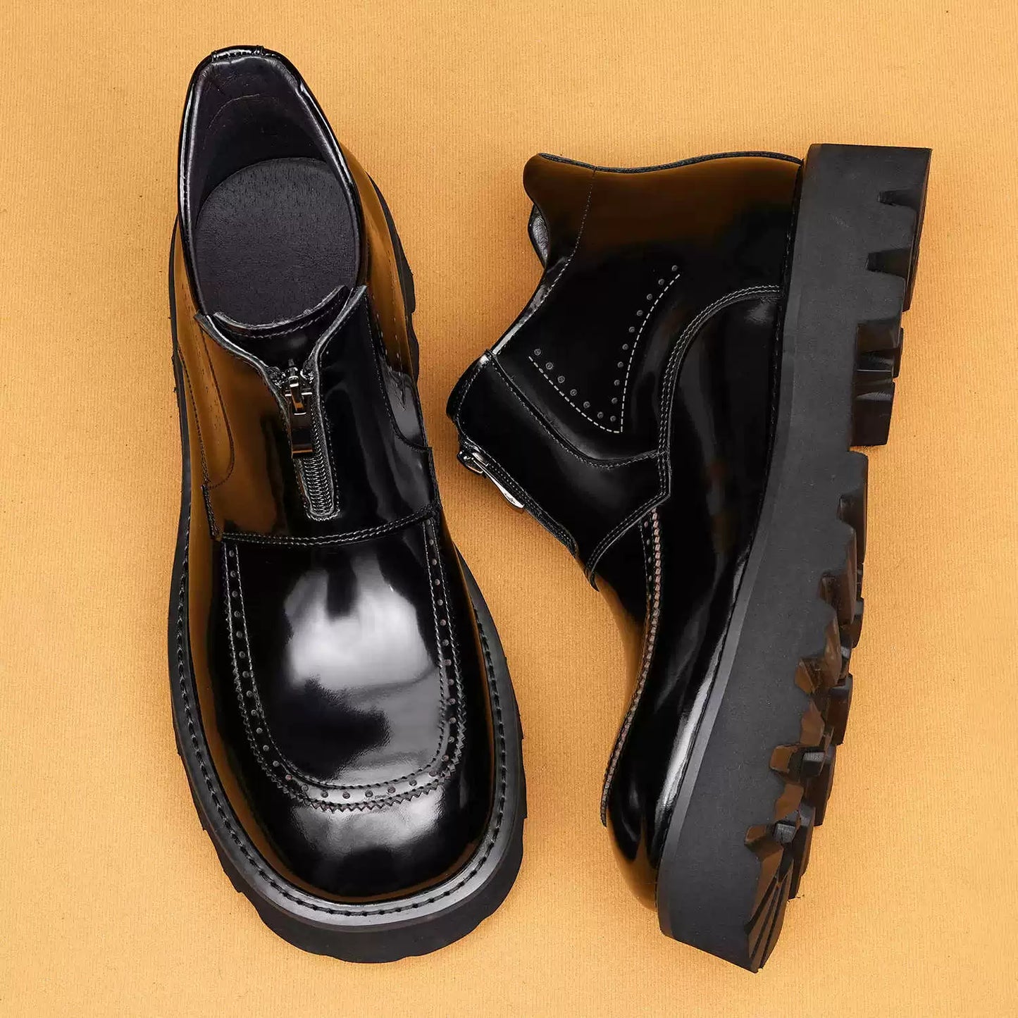 Zipper Thick-Sole Elevator Boots for Wedding & Business Casual 25900