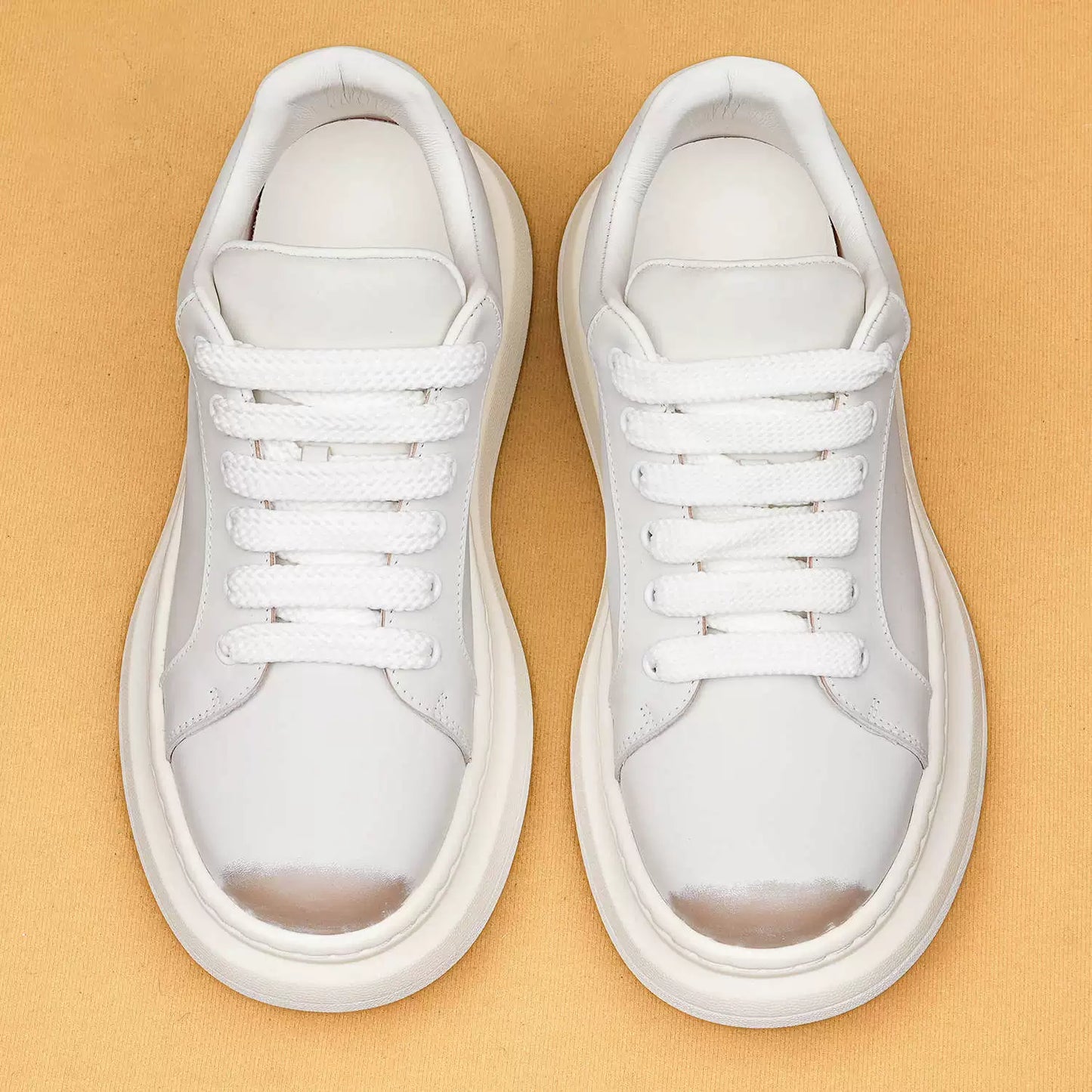 Men’s New Genuine Leather White Sneakers 88003