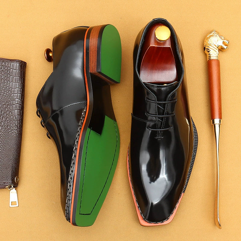 Men’s  Square-Toe Glossy Oxford Shoes 23687