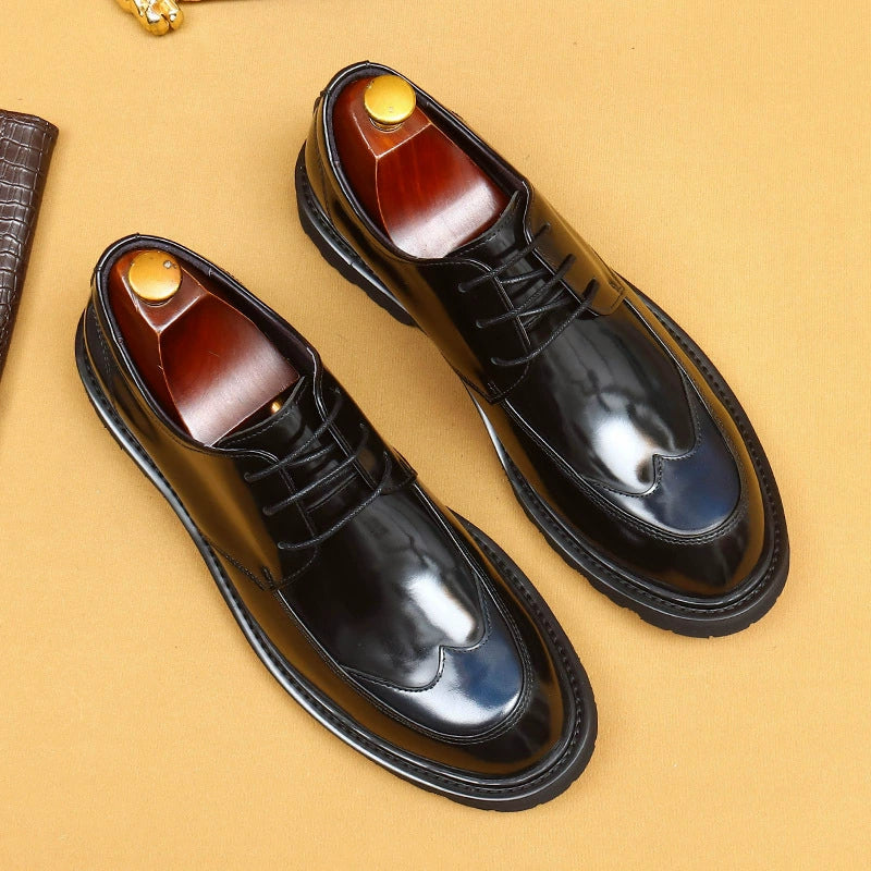 Men’s Glossy Shiny Leather Derby Shoes 23696