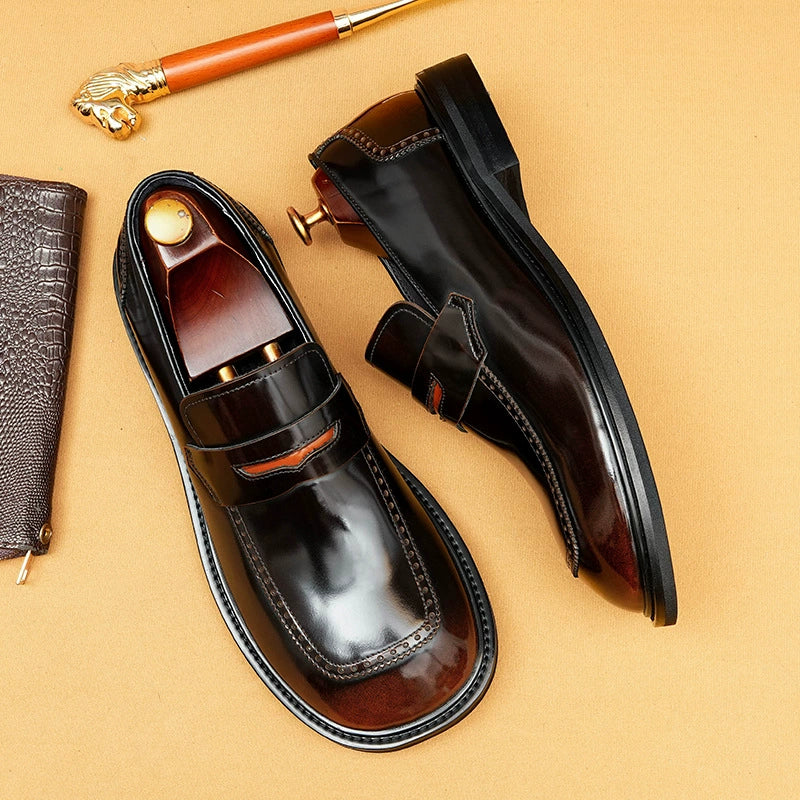Men’s Genuine Leather Round-Toe Loafers 23711