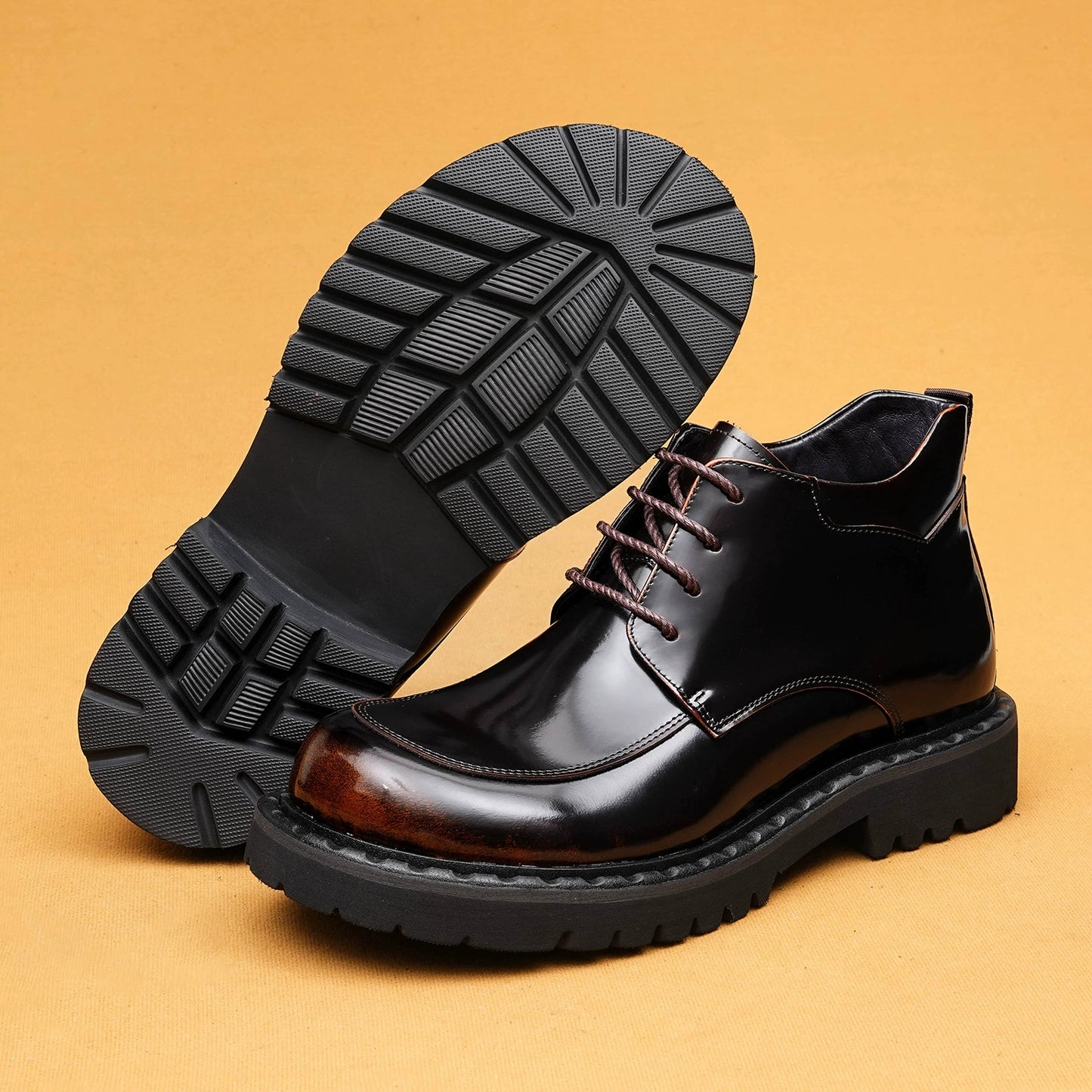 Men’s Genuine Leather Chunky-Toe Martin Boots 25898