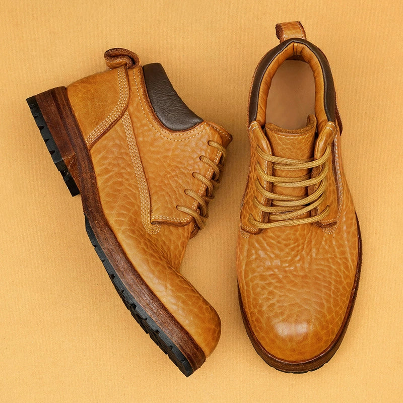 (Ships in 6 days)Men’s Cowhide Lychee Pattern Martin Boots 1570A-11B