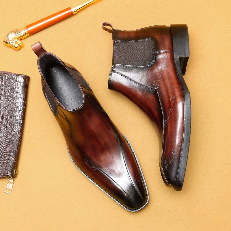 Men’s Pointed-Toe Genuine Leather Chelsea Boots 89611