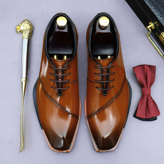 Top Layer Cowhide Men's Leather Shoes Patent Leather Shiny Leather Shoes Men's Genuine Leather Business Formal Wear British Wedding Bridegroom Men's Shoes23690