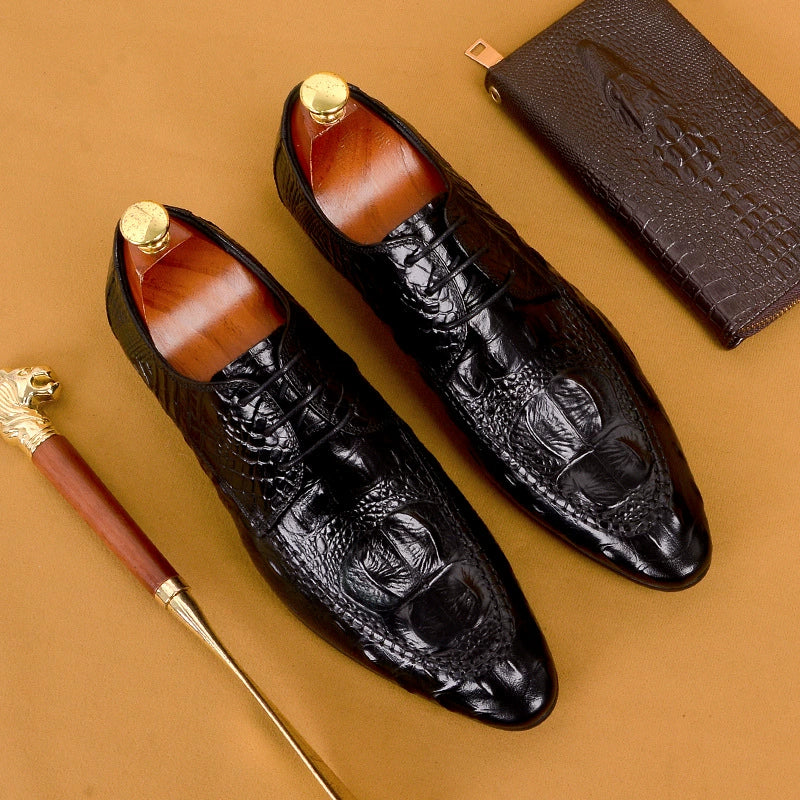 Men’s Crocodile-Print Genuine Leather Shoes 89131