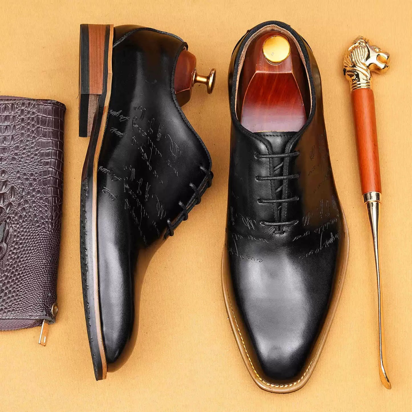 Men’s One-Piece Genuine Leather Oxford Shoes 65180