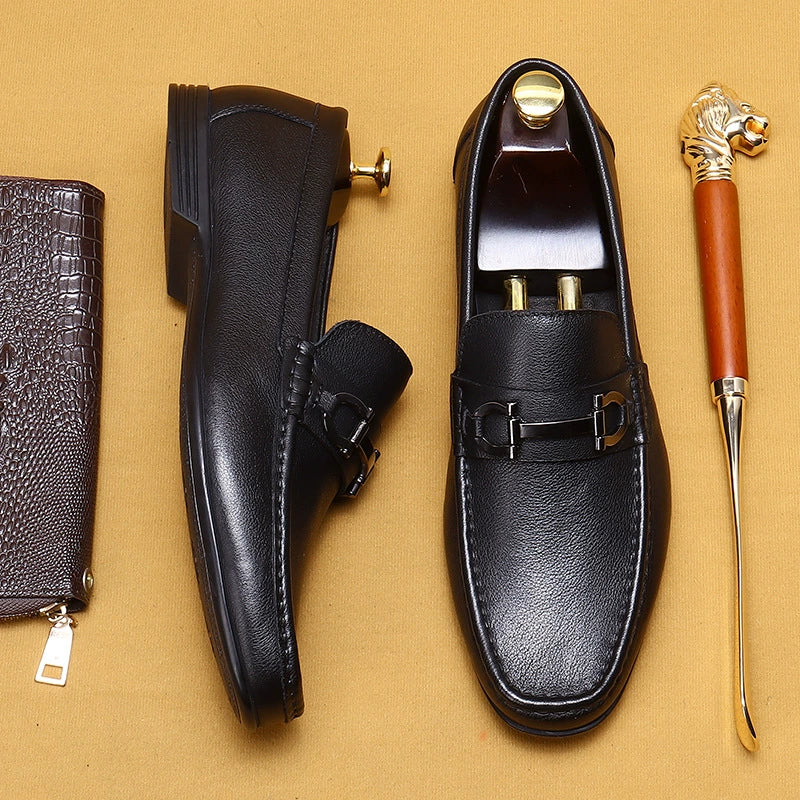 Men's Genuine Leather Surface Soft Slip-on Loafers Shoes 90219