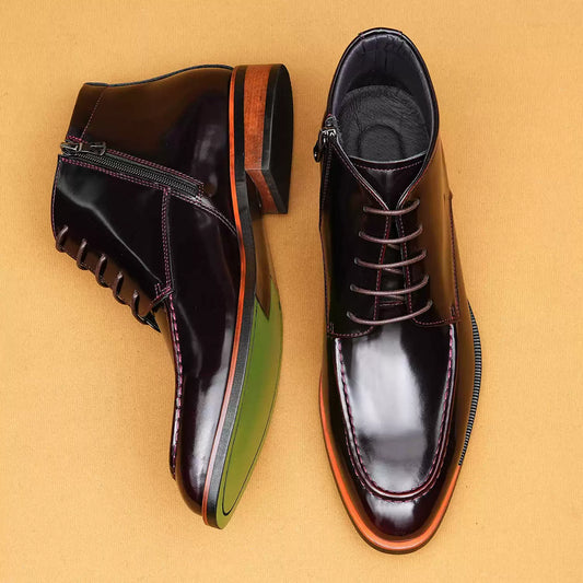 Men’s British Style Pointed-Toe Leather Boots 23737