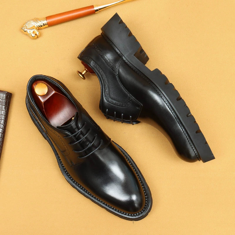 Men’s Handmade Genuine Leather Derby Shoes 96158