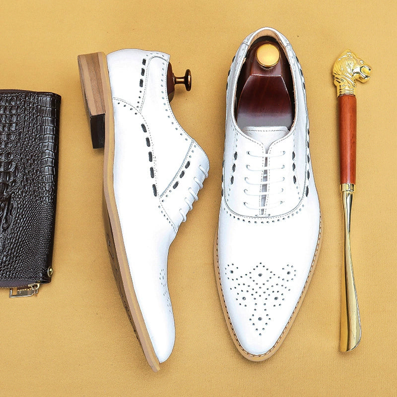 Men’s White Full-Grain Leather Oxford Shoe 68139