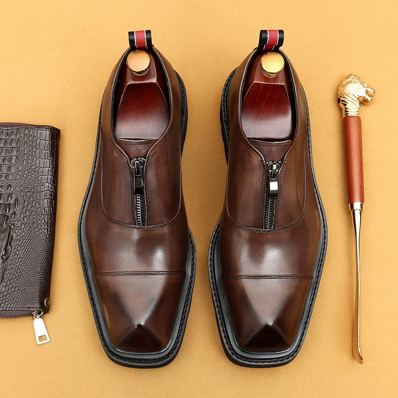 Men’s 3-Cap Toe Leather Dress Shoes 68901