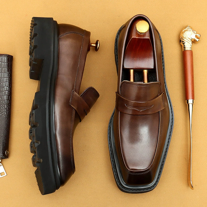 Men’s Thick-Sole Genuine Leather Loafers 68900