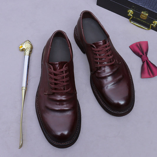 Light Luxury Horse Leather Genuine Leather Handmade Leather Shoes Men's British Cowhide Shoes Leather Sole Work Shoes 76010