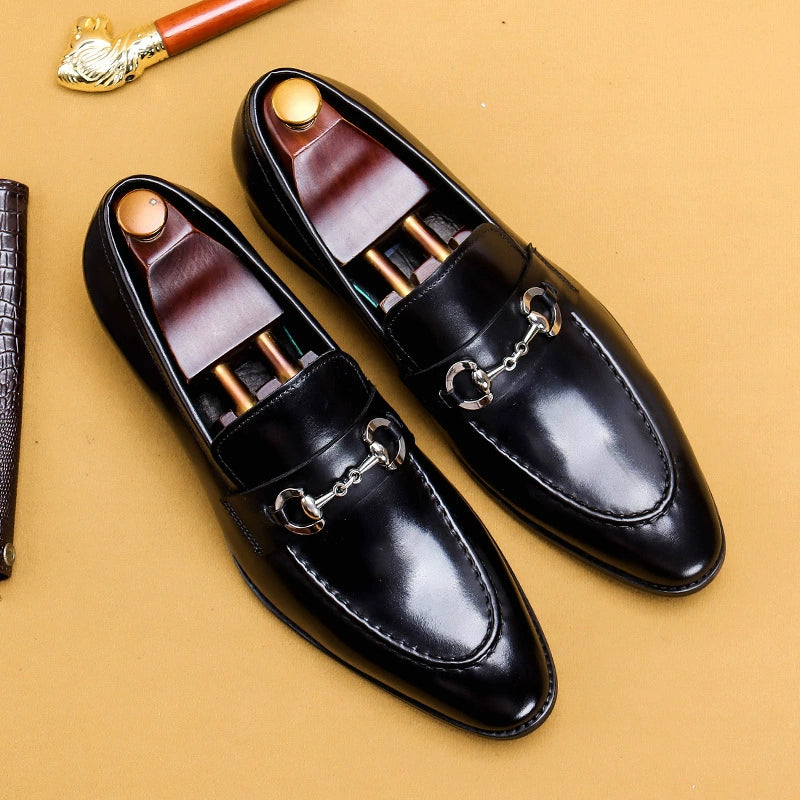 Men’s Pointed-Toe Genuine Leather Loafers 89253
