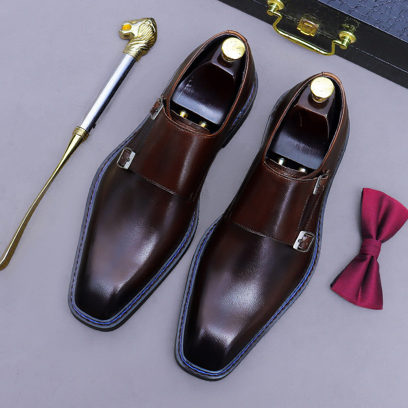 Men’s Buckle-Strap Genuine Leather Dress Shoes 96172