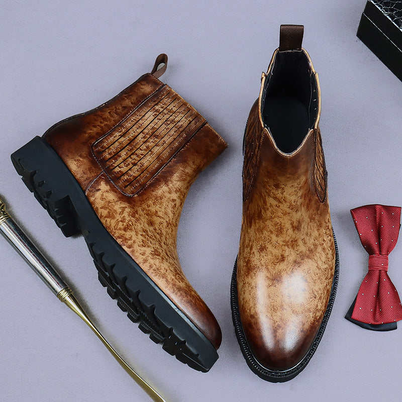Men's Martin boots genuine leather Chelsea high-top shoes 68915