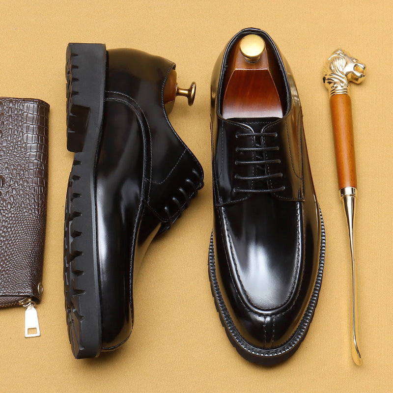 Men’s British-Style Glossy Leather Shoes 23660