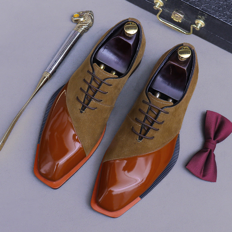 Shiny leather and suede Oxford shoes 23722
