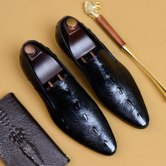 Top Layer Cowhide Men's Leather Shoes Casual Leather Shoes Men's Genuine Leather Formal Men's Shoes Top Layer Cowhide British Business Loafers27102