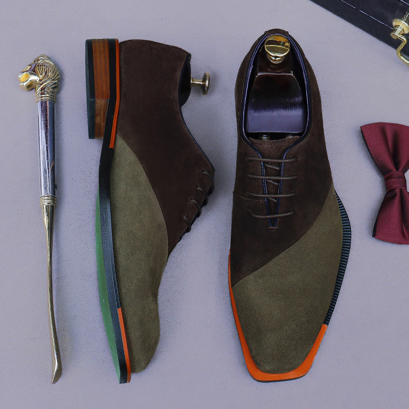 Men's Suede and genuine leather color-blocked shoes 23721