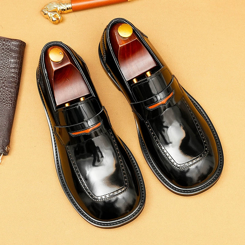 Men’s Genuine Leather Round-Toe Loafers 23711