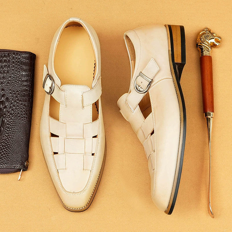 Buckle Open-Toe Business Casual Hollow-Out Dress Shoes 65129