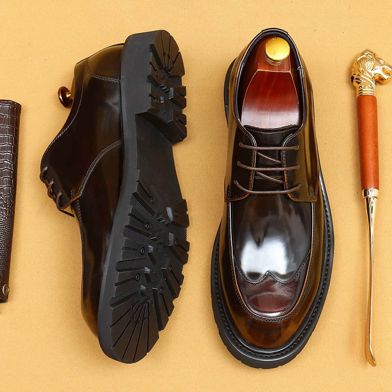 Men’s Glossy Shiny Leather Derby Shoes 23696