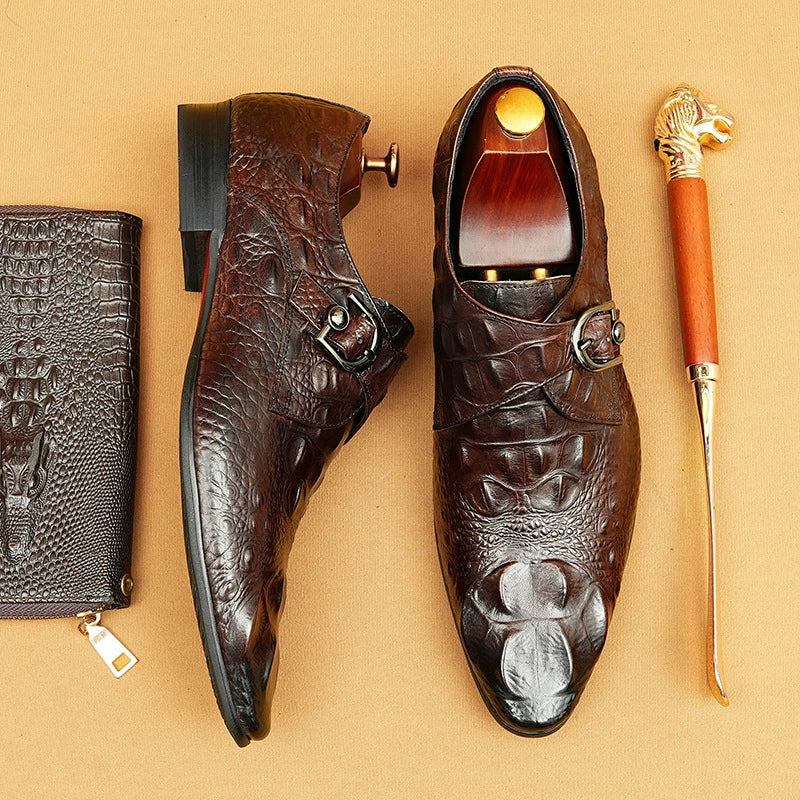 Men’s Genuine Leather Crocodile-Embossed Dress Shoes 27101