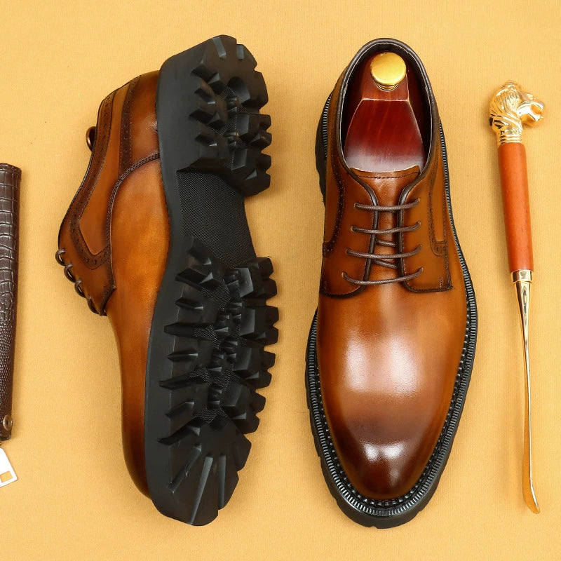 Men’s Handmade Genuine Leather Derby Shoes 96158