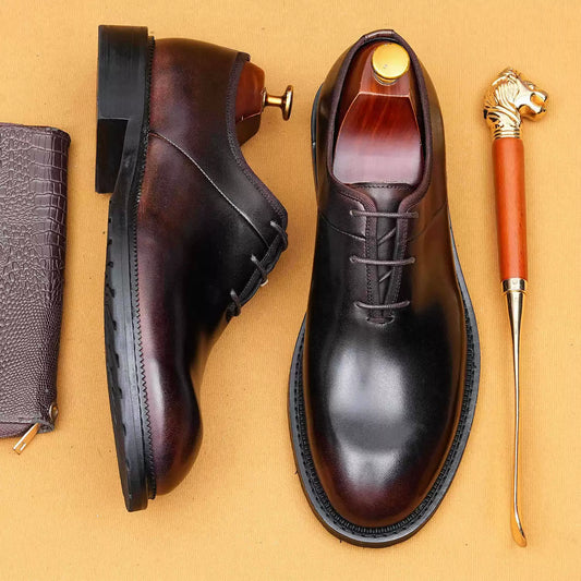 Men’s Round-Toe Formal Wedding Leather Dress Shoes 65177