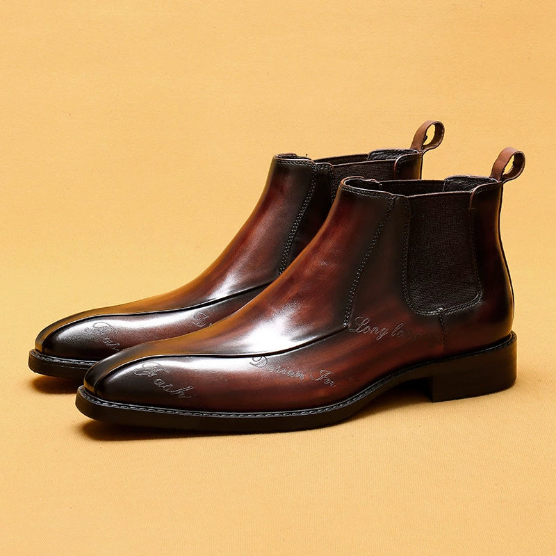 Men’s Pointed-Toe Genuine Leather Chelsea Boots 89611