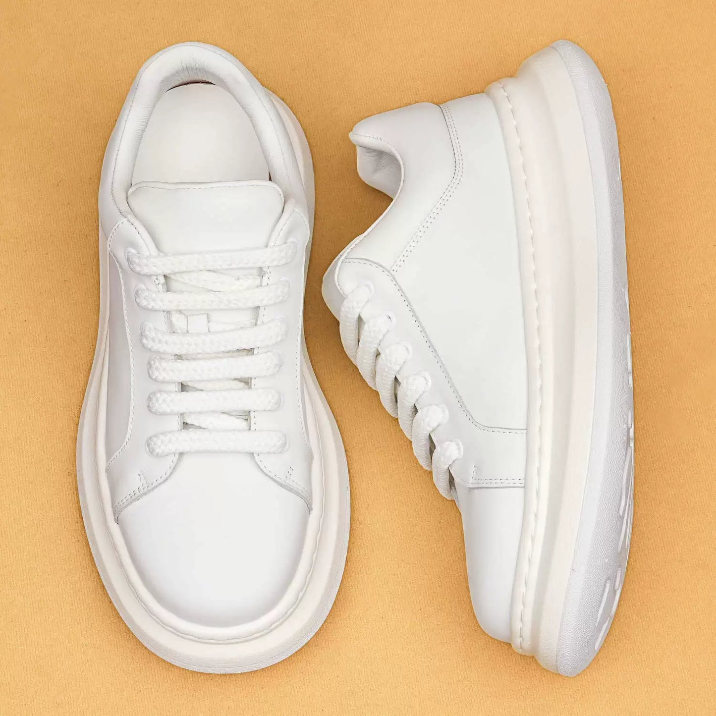 Men’s New Genuine Leather White Sneakers 88003
