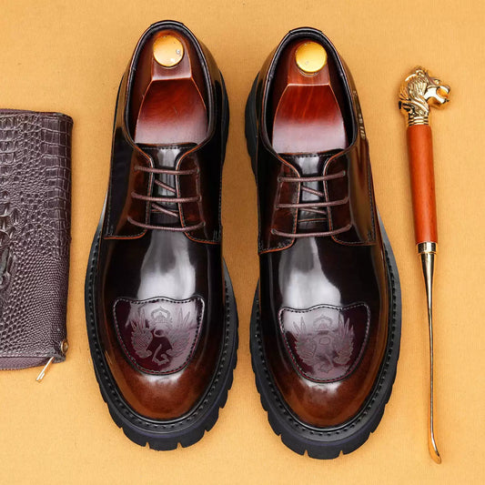 Thick-Sole Trendy Low-Top New Fashion Style Leather Dress Shoes 23729