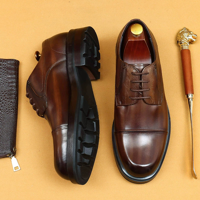 Erste Schicht Rindsleder Herren Lederschuhe Herren Lederschuhe Business Abendgarderobe Rindsleder Arbeitsschuhe Britische Retro runde Zehen Freizeitschuhe89623 