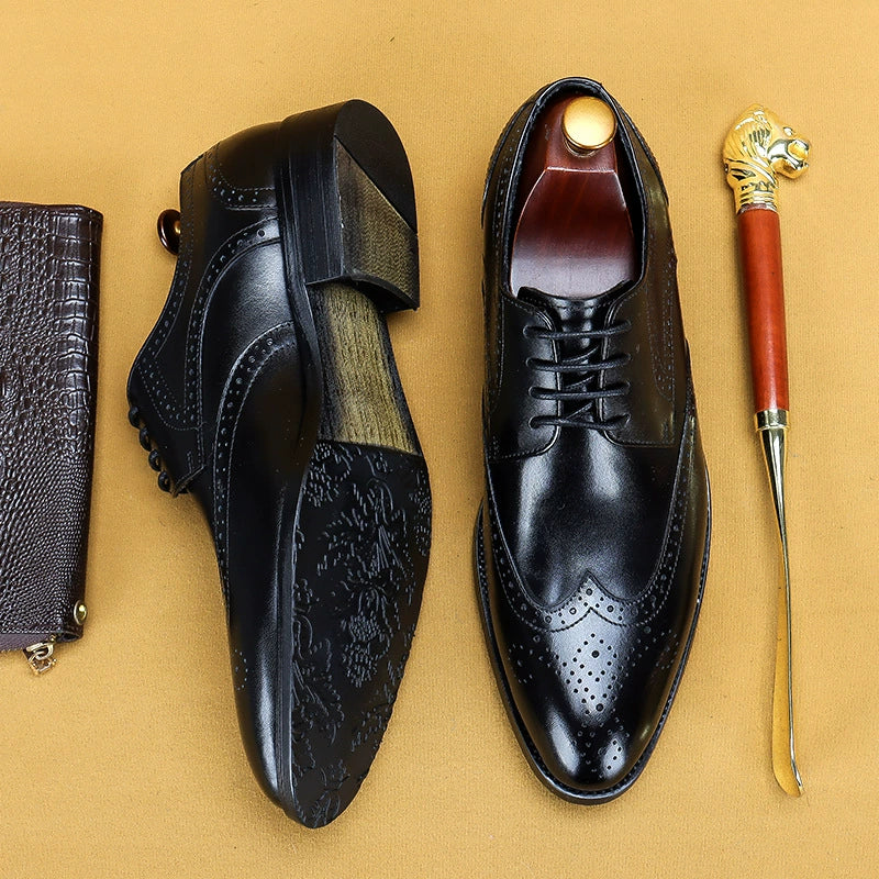 Men’s Brogue Carved Genuine Leather Wedding Shoes 25828