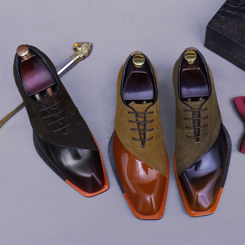 Shiny leather and suede Oxford shoes 23722