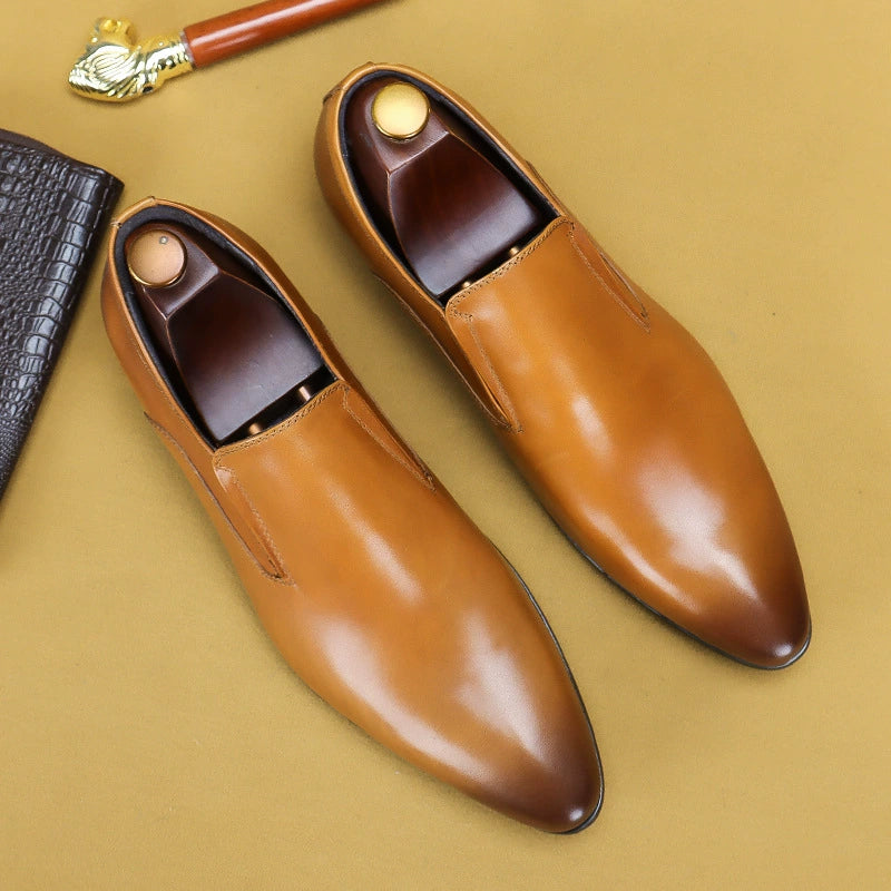 Formelle Business-Casual-Lederschuhe für Herren aus echtem Leder, erste Schicht Rindsleder, atmungsaktiv, modisch, spitz zulaufende Zehenpartie, Hochzeitsschuhe25835
