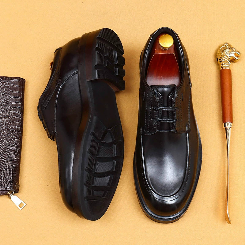 Erste Schicht Rindsleder Herren Lederschuhe Business Casual Schuhe Herrenschuhe Rundkopf Echtes Leder Britische Retro Rub Farbige Abendschuhe89622 