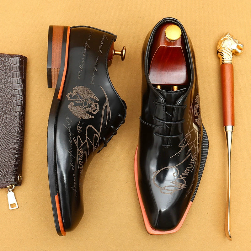 Men’s Genuine Leather carving Dress Shoes 23689