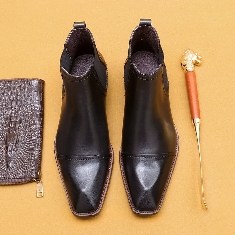 Men’s Pointed-Toe 3-Cap Toe Chelsea Boots 68895