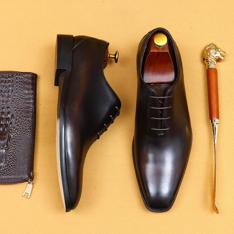 Men’s Handmade One-Piece Oxford Shoes 65121