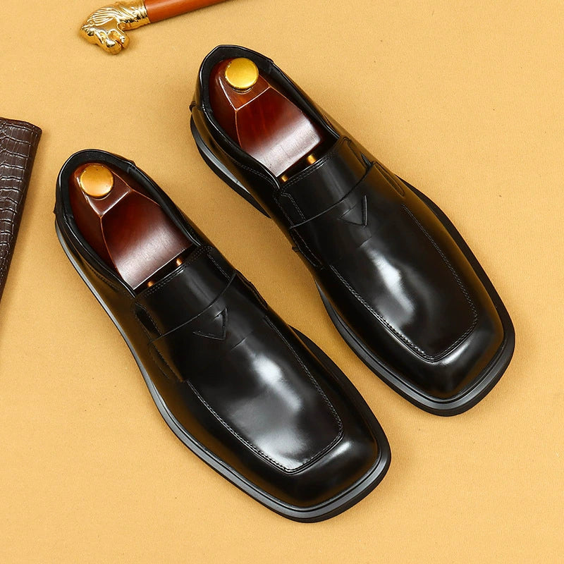 Men’s Genuine Leather Glossy British Loafers 23702