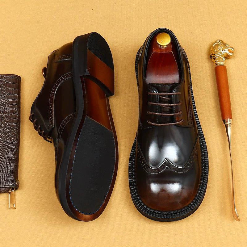 Erste Schicht Rindsleder Herren Lederschuhe Business Casual Lederschuhe Herren Big Toe Echtes Leder England Style Carving Brogue Wide Toe Fat Feet Herrenschuhe23703 