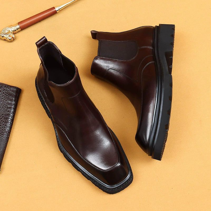 Men’s Square-Toe Chunky-Sole Chelsea Boots 86212