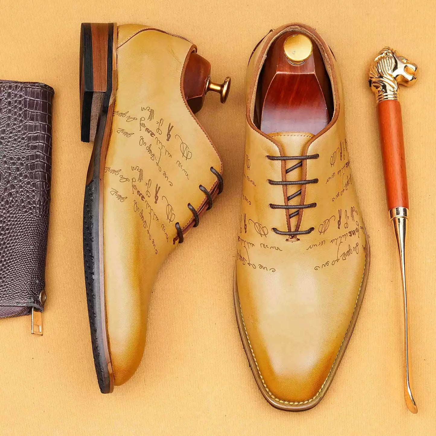 Men’s One-Piece Genuine Leather Oxford Shoes 65180